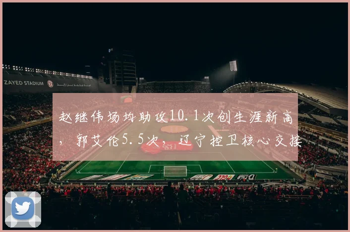 赵继伟场均助攻10.1次创生涯新高，郭艾伦5.5次，辽宁控卫核心交接完成